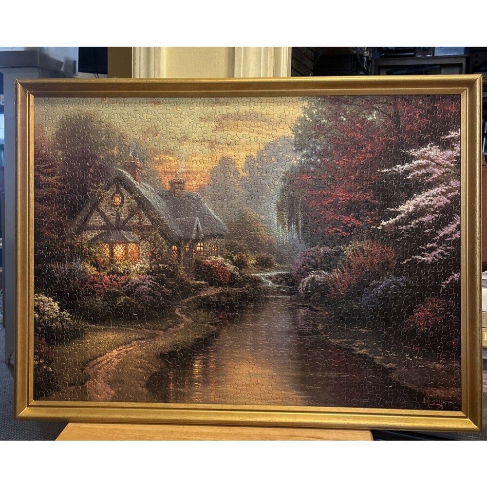 Thomas Kinkade Jigsaw Puzzle "A Quiet Evening"  Framed 29x 22